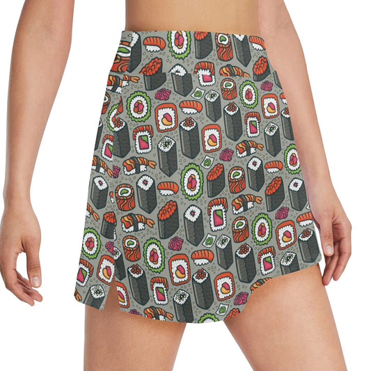 Sushi Print Design LKS301 17" Golf & Pickleball Skort with Pockets