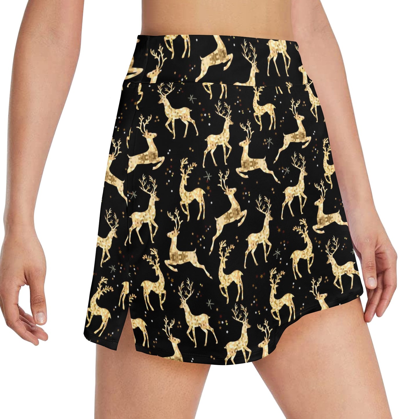 Deer Gold Pattern 17" Golf & Pickleball Skort with Pockets