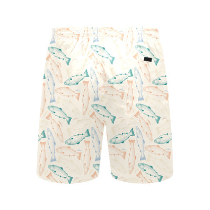 Salmon Fish Print Design LKS305 Men's Swim Trunks Beach Shorts
