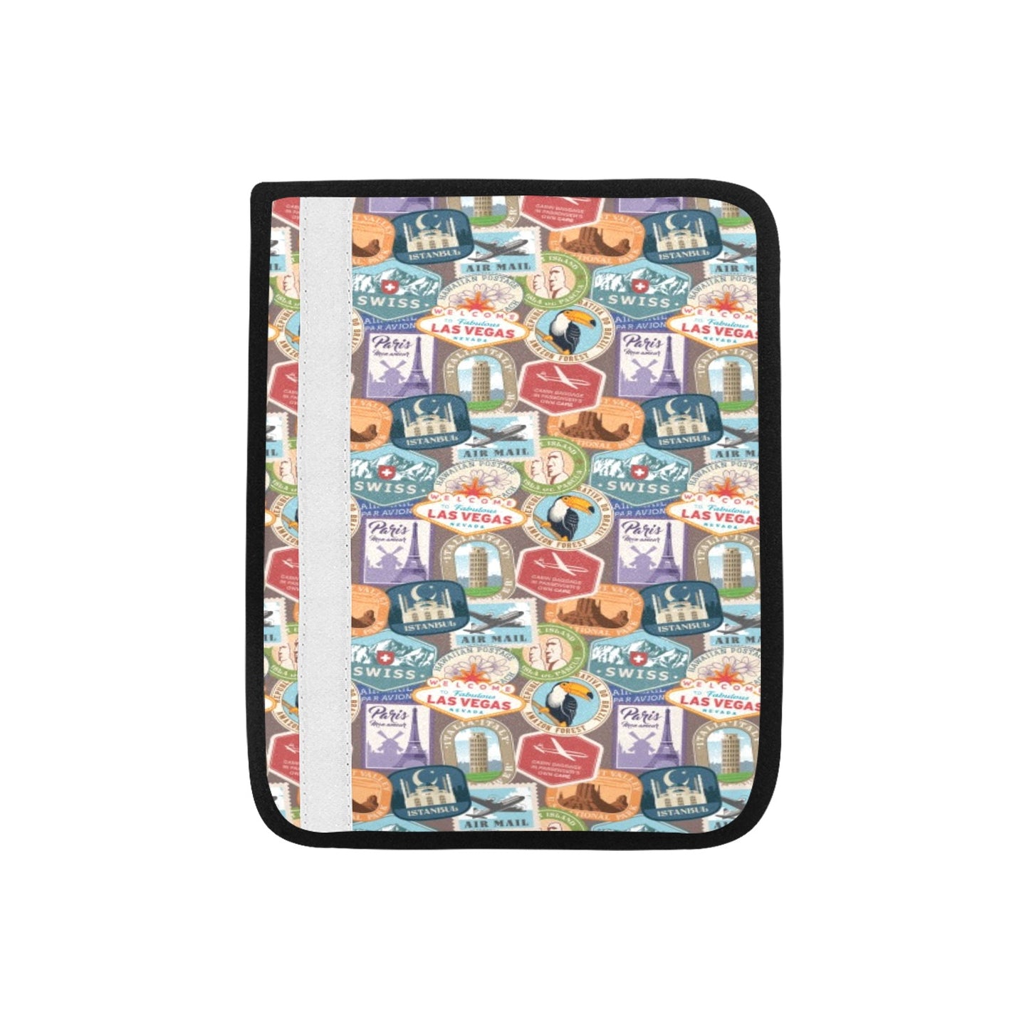 Travel Stamp Print Design LKS301 Car Seat Belt Cover