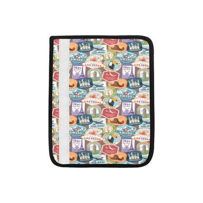 Travel Stamp Print Design LKS301 Car Seat Belt Cover