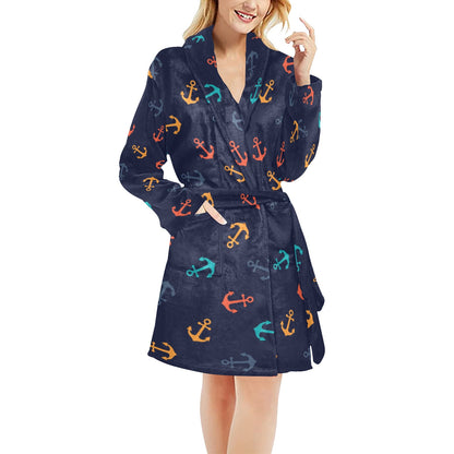 Anchor Pattern Print Design 05 Women's Fleece Robe
