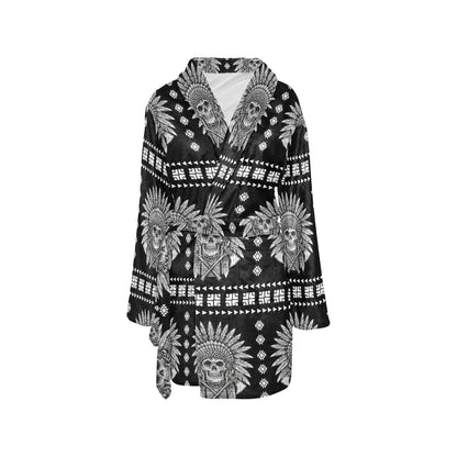 Native American Indian Skull Women's Fleece Robe