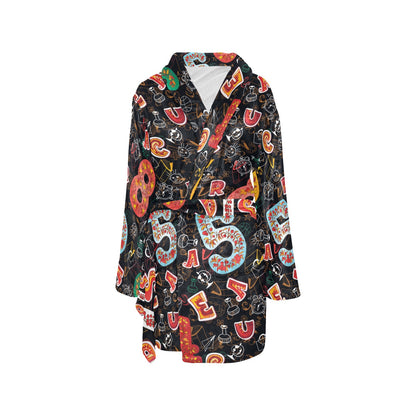 Number Pattern Print Design A03 Women's Fleece Robe