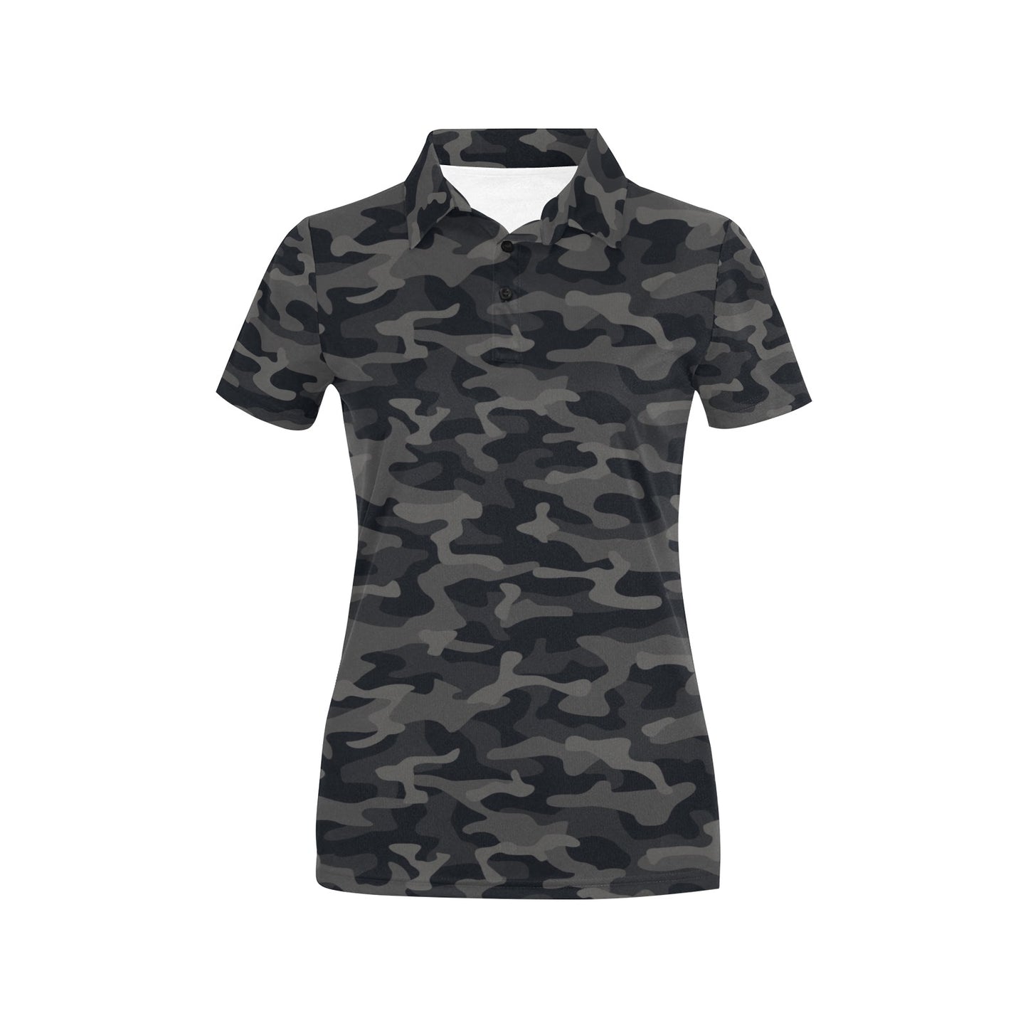 Camo Black Pattern Print Design 02 Women's Polo Shirt