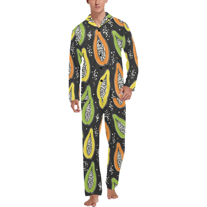 Papaya Pattern Print Design PP05 Men's Long Pajama Set