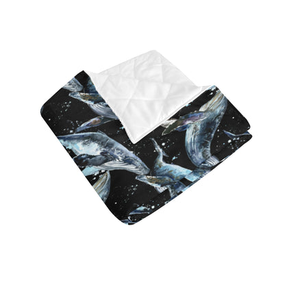 Humpback Whale Pattern Print Design 01 Premium Quilt