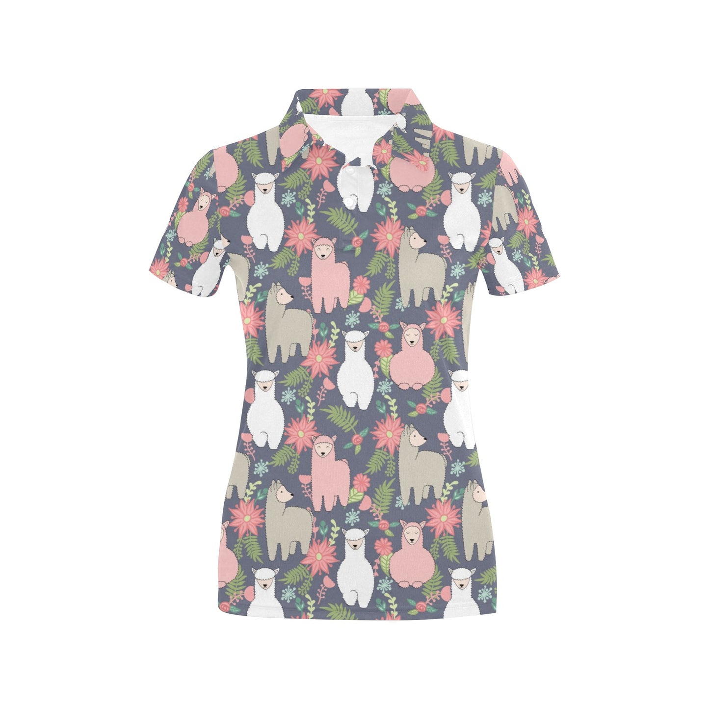 Alpaca Pattern Print Design 03 Women's Polo Shirt