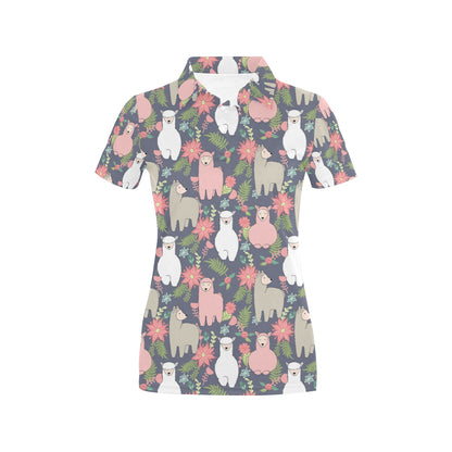 Alpaca Pattern Print Design 03 Women's Polo Shirt