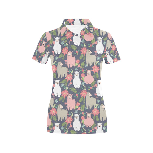 Alpaca Pattern Print Design 03 Women's Polo Shirt