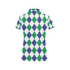 Argyle Green Blue Pattern Print Design 03 Women's Polo Shirt