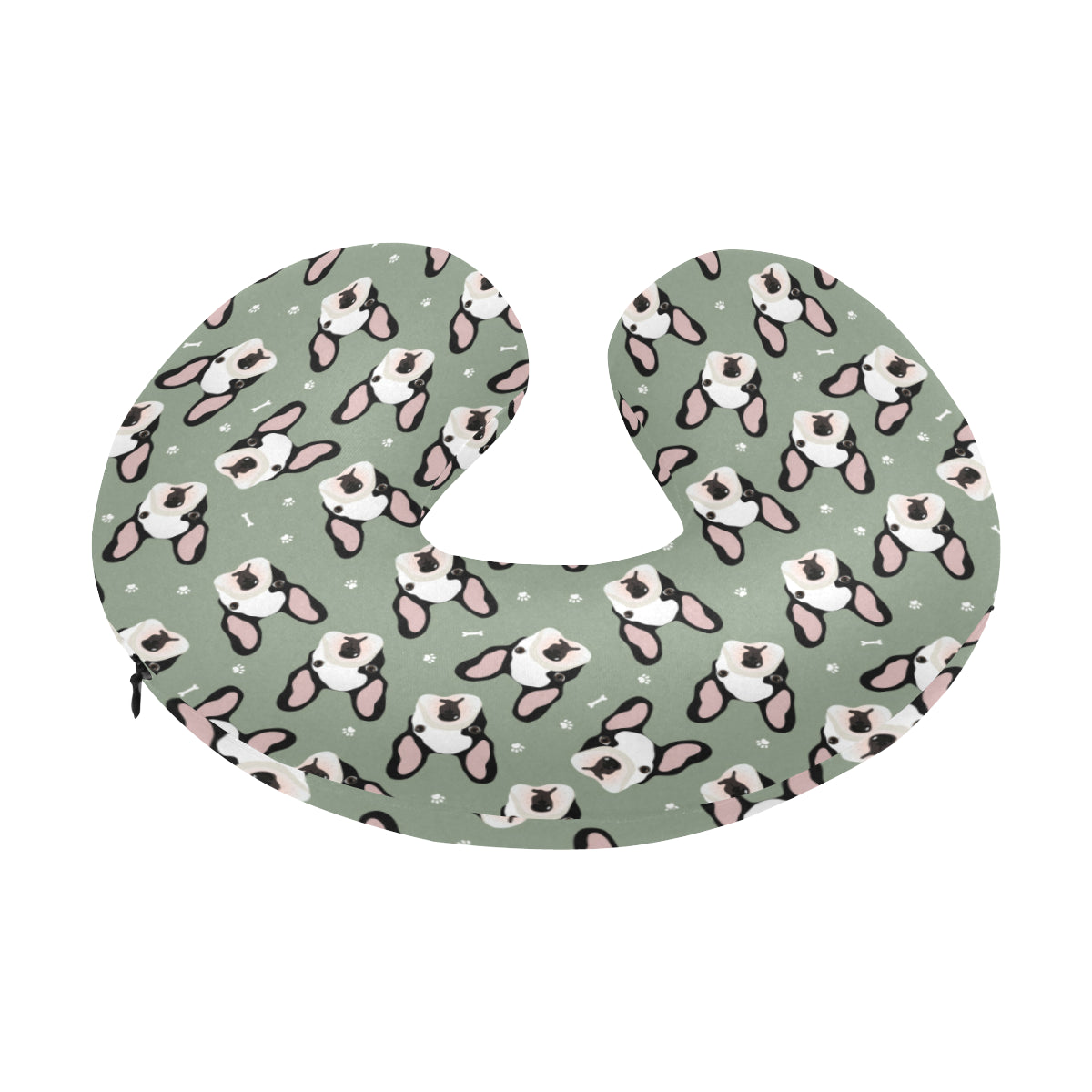 Boston Terrier Pattern Print Design 05 U-Shaped Travel Neck Pillow