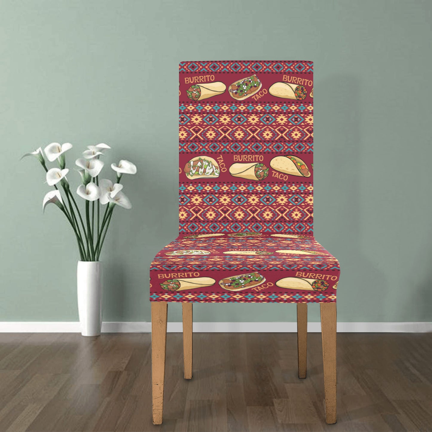 Burrito Taco Print Design LKS302 Dining Chair Slipcover