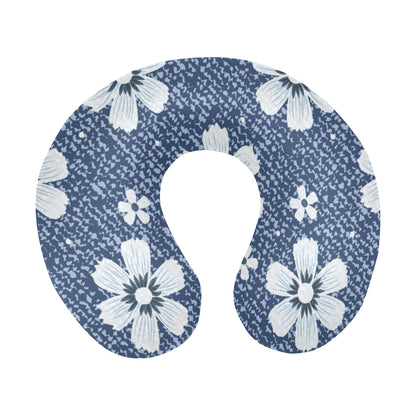 Jean Flower Pattern Print Design 03 U-Shaped Travel Neck Pillow