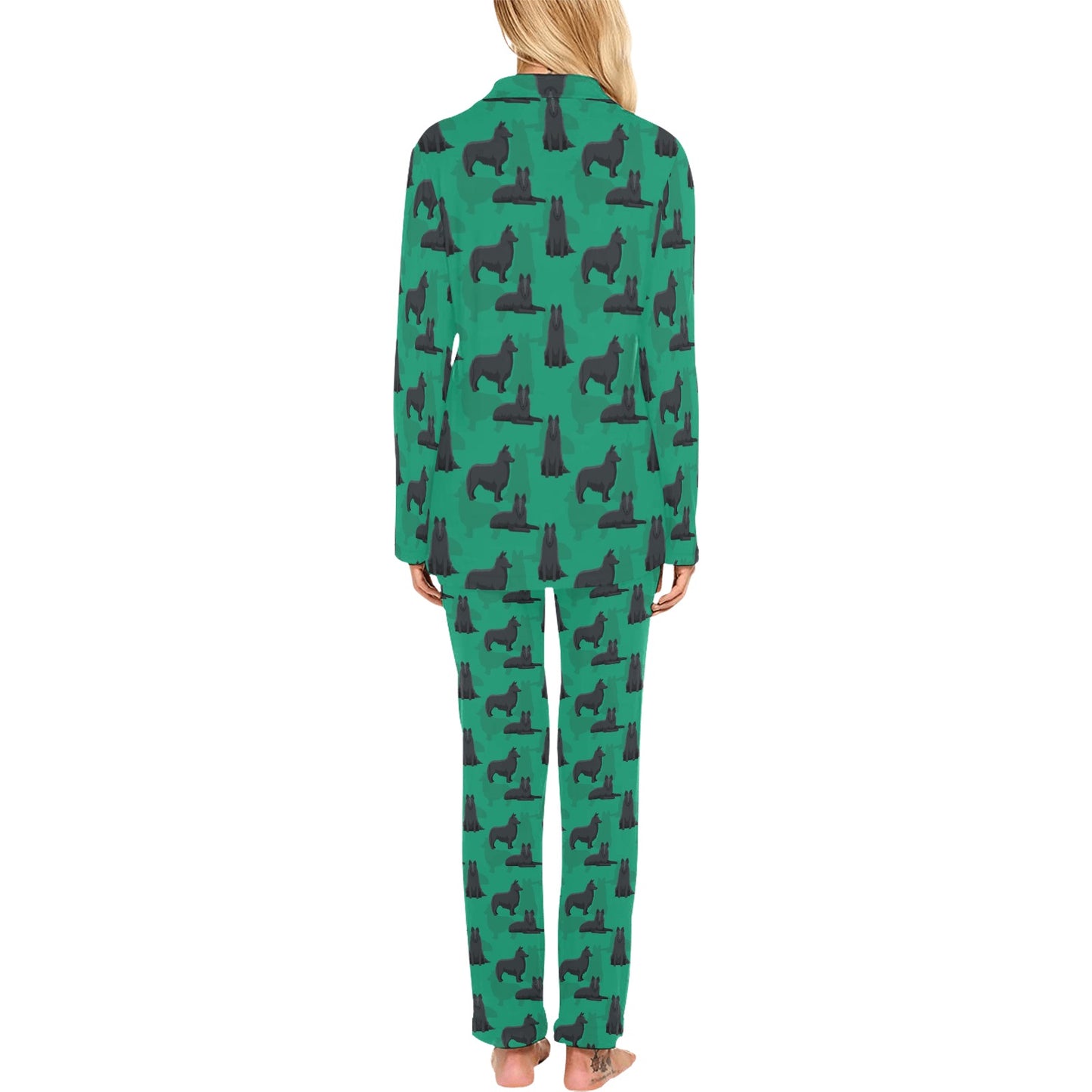 Belgian Sheepdog Pattern Print Design 01 Women's Long Pajama Set