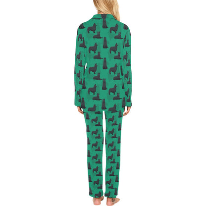 Belgian Sheepdog Pattern Print Design 01 Women's Long Pajama Set