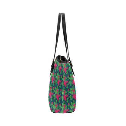 Zombie Themed Design Pattern Print Leather Tote Bag