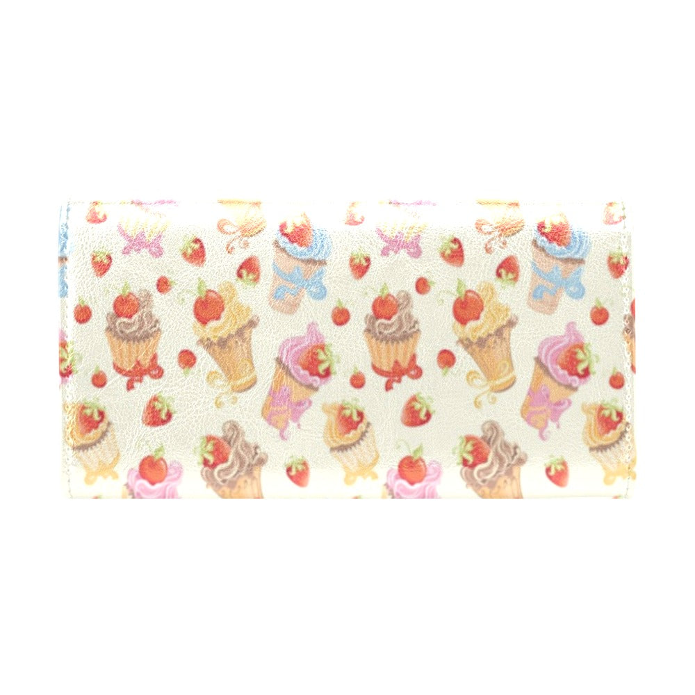 Cupcakes Strawberry Cherry Print Women's Trifold Wallet