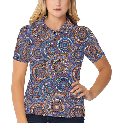 Mandala Boho Chic Design Print Women's Polo Shirt