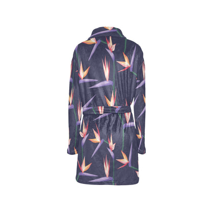 Bird Of Paradise Pattern Print Design BOP015 Women's Fleece Robe