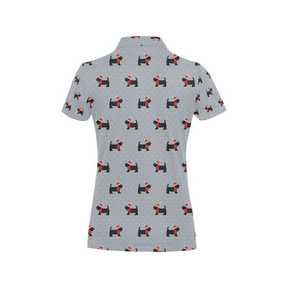 Scottish Christmas Themed Terriers Print Design LKS3018 Women's Polo Shirt