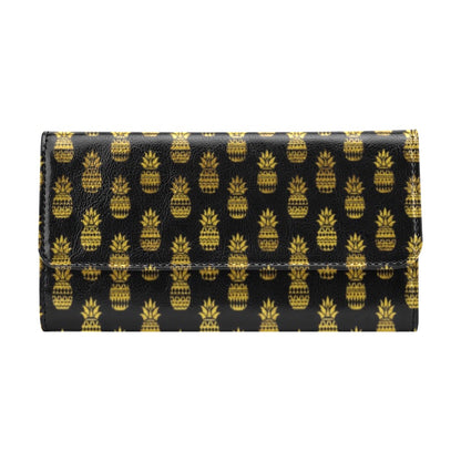 Pineapple Gold Tribal Style Print Women's Trifold Wallet