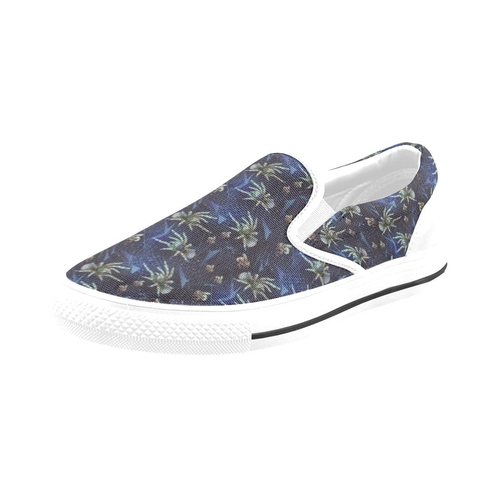 Tarantula Print Design LKS401 White Slip Ons Canvas Women's Shoes