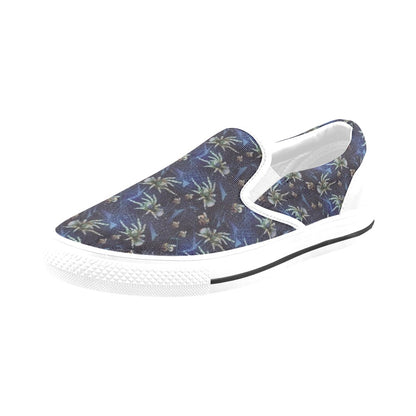 Tarantula Print Design LKS401 White Slip Ons Canvas Women's Shoes