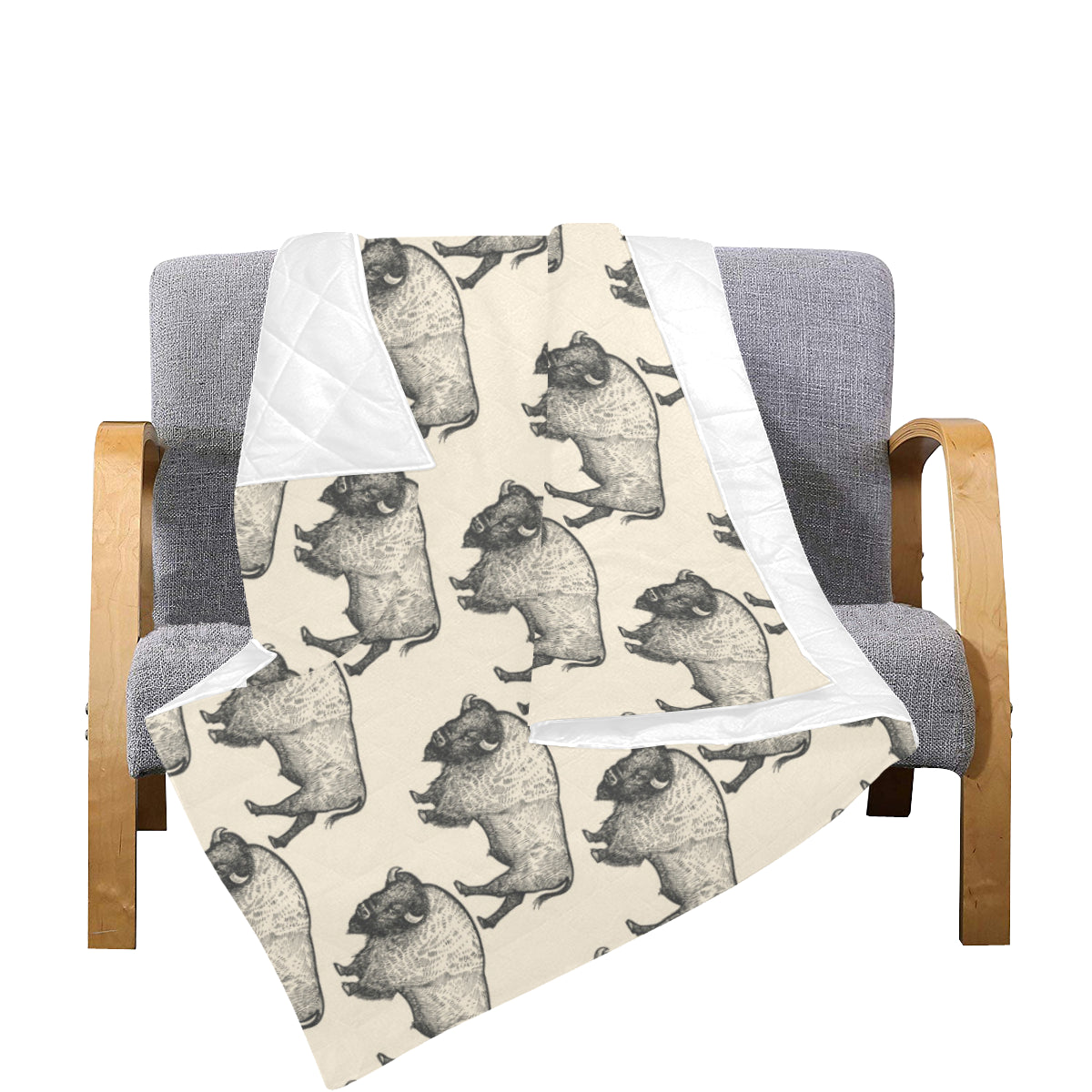 Bison Pattern Print Design 02 Premium Quilt