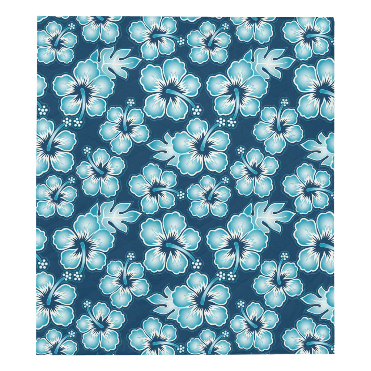 Blue Hibiscus Pattern Print Design HB011 Premium Quilt