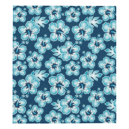Blue Hibiscus Pattern Print Design HB011 Premium Quilt