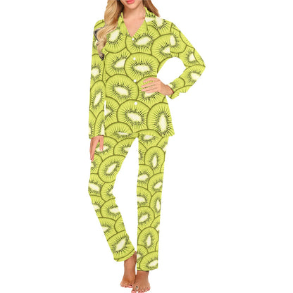 Kiwi Pattern Print Design KW07 Women's Long Pajama Set