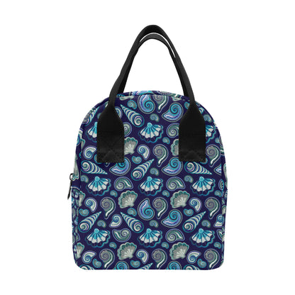 Beach Seashell Blue Print Insulated Lunch Bag