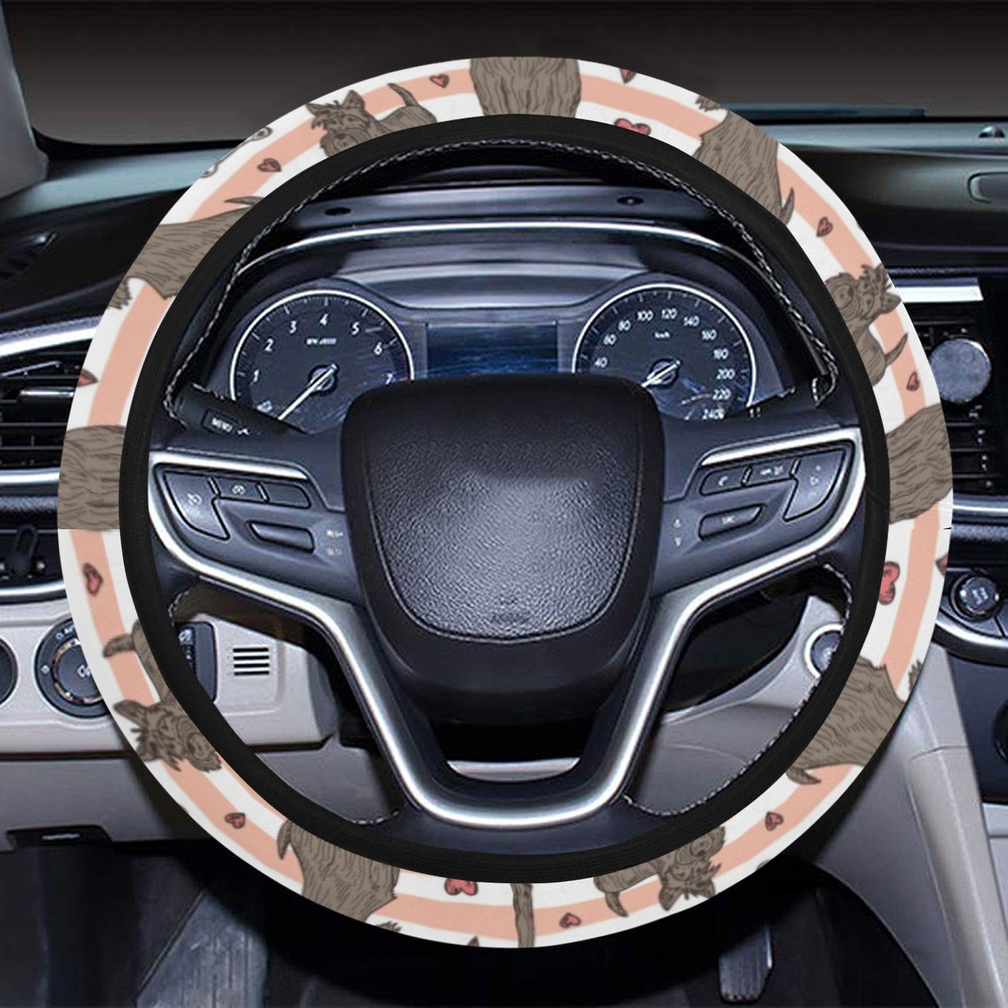Scottish Terriers Print Design LKS3016 Steering Wheel Cover with Elastic Edge