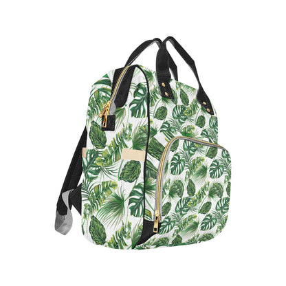 Green Pattern Tropical Palm Leaves Diaper Bag Backpack