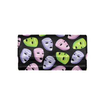 Acting Mask Pattern Print Design 04 Women's Trifold Wallet