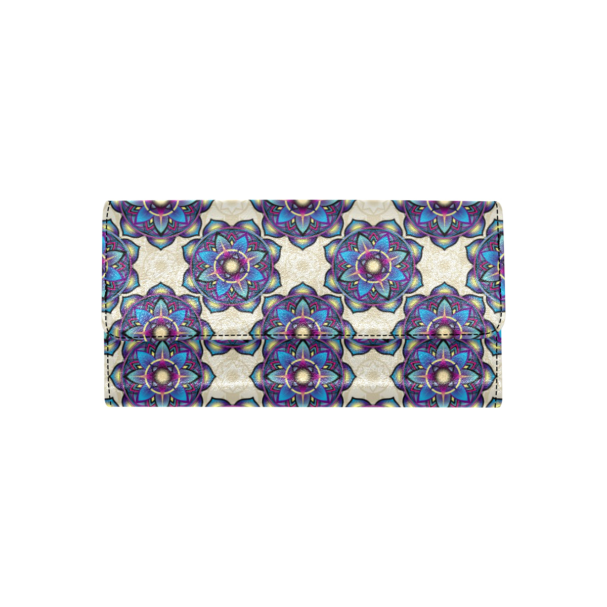 lotus Boho Pattern Print Design LO08 Women's Trifold Wallet