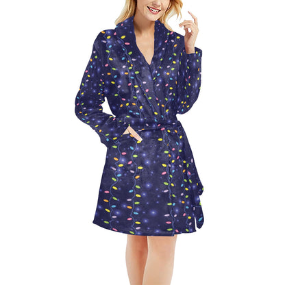 Christmas Light Pattern Print Design 03 Women's Fleece Robe