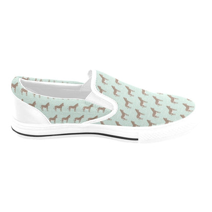 Donkey Print Design LKS402 White Slip Ons Canvas Women's Shoes