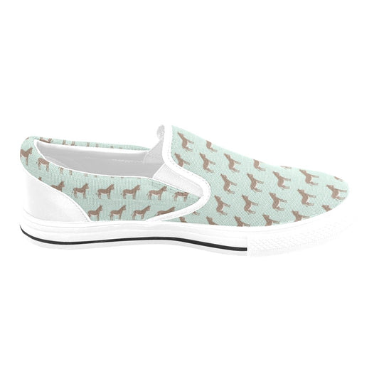 Donkey Print Design LKS402 White Slip Ons Canvas Women's Shoes