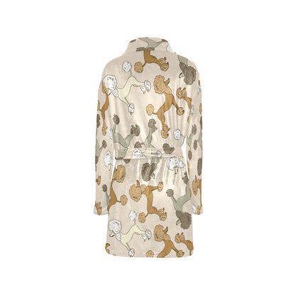 Poodle Pattern Print Design A01 Women's Fleece Robe