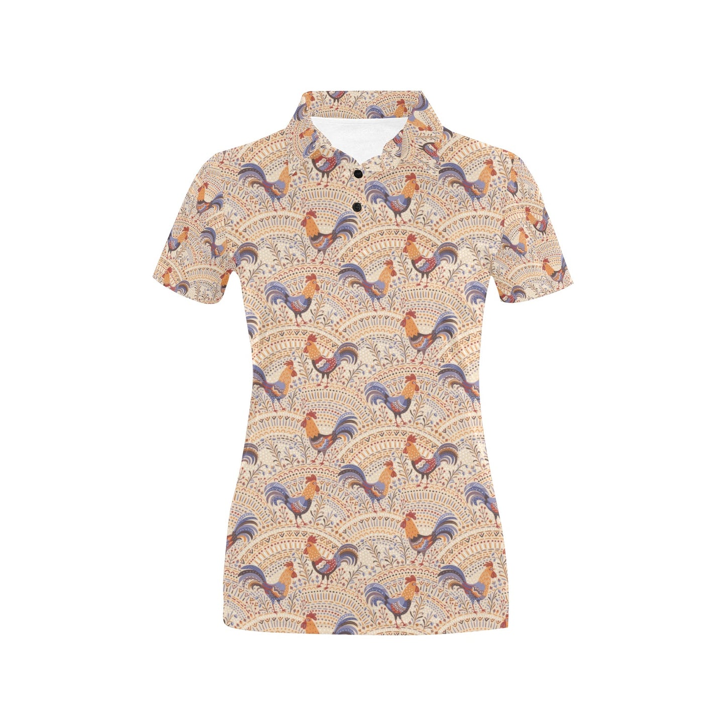 Chicken Boho Style Pattern Women's Polo Shirt