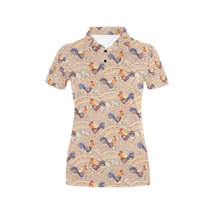 Chicken Boho Style Pattern Women's Polo Shirt