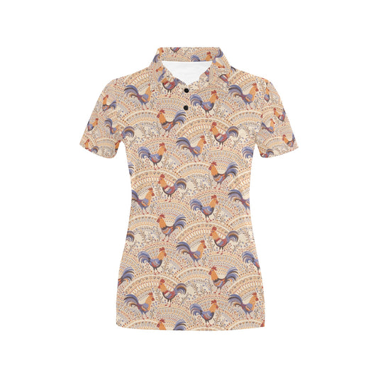 Chicken Boho Style Pattern Women's Polo Shirt