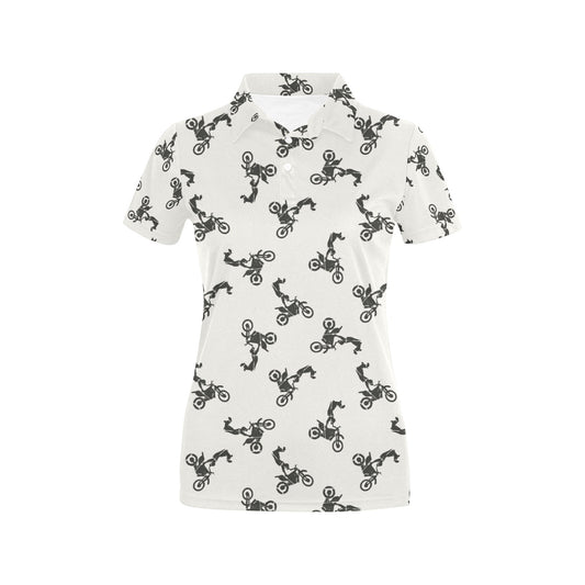 Motocross Pattern Print Design 03 Women's Polo Shirt