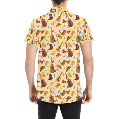 Western Lifestyle Print Design LKS303 Men Short Sleeve Button Up Shirt