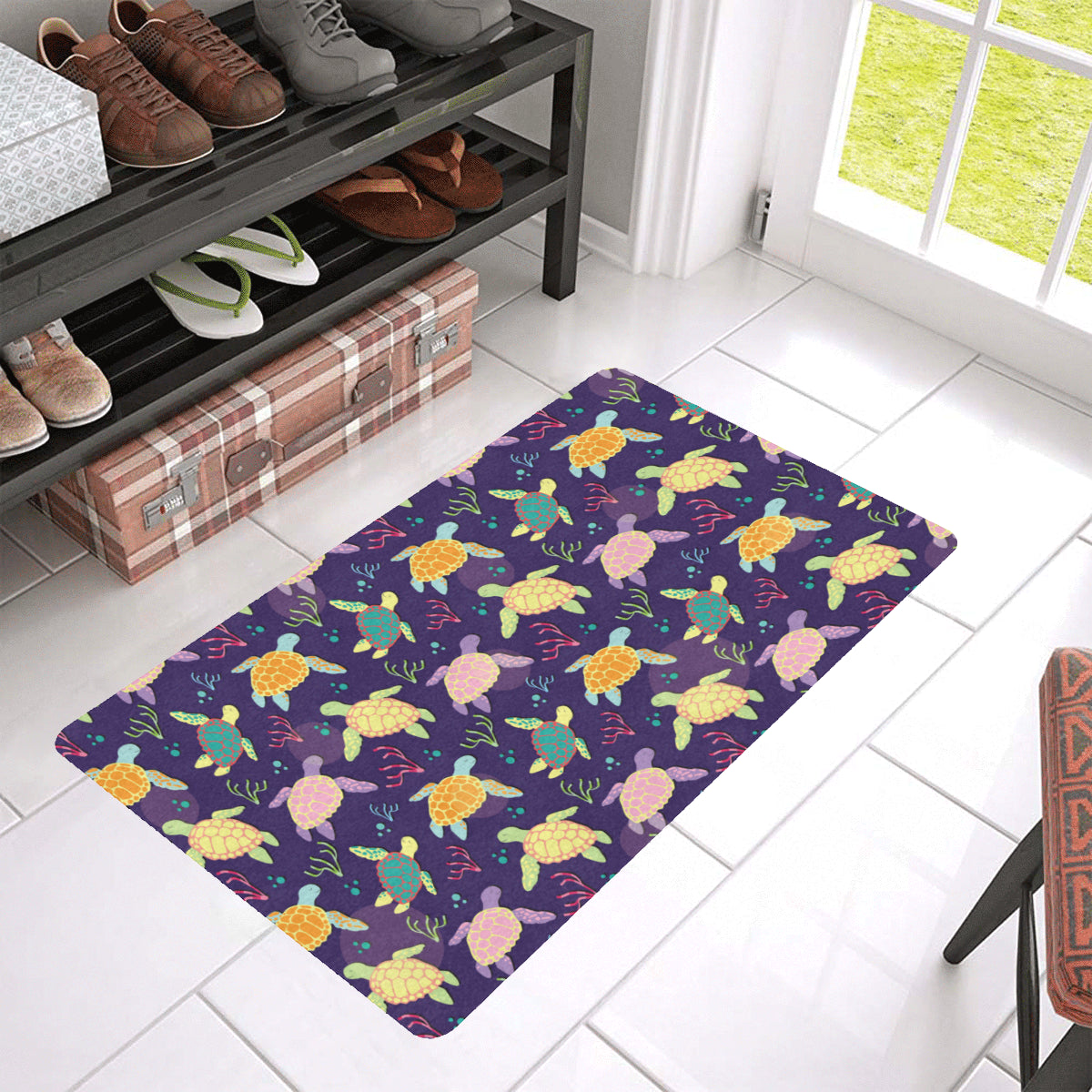 Sea Turtle Color Smile Rubber Doormat