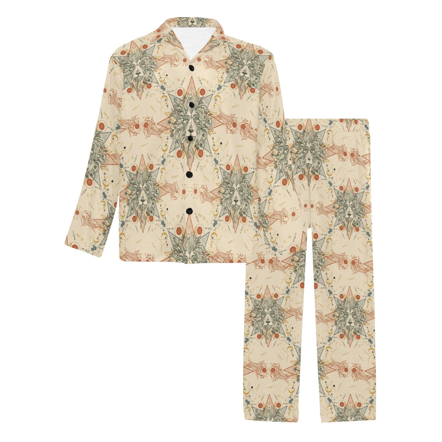 Leo Pattern Print Design 02 Men's Long Pajama Set