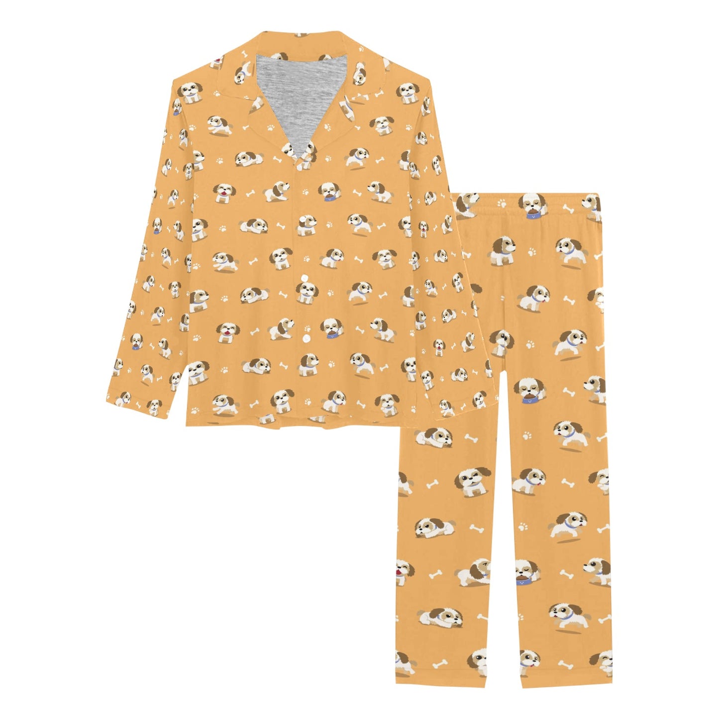 Shih Tzu Print Design LKS304 Women's Long Pajama Set