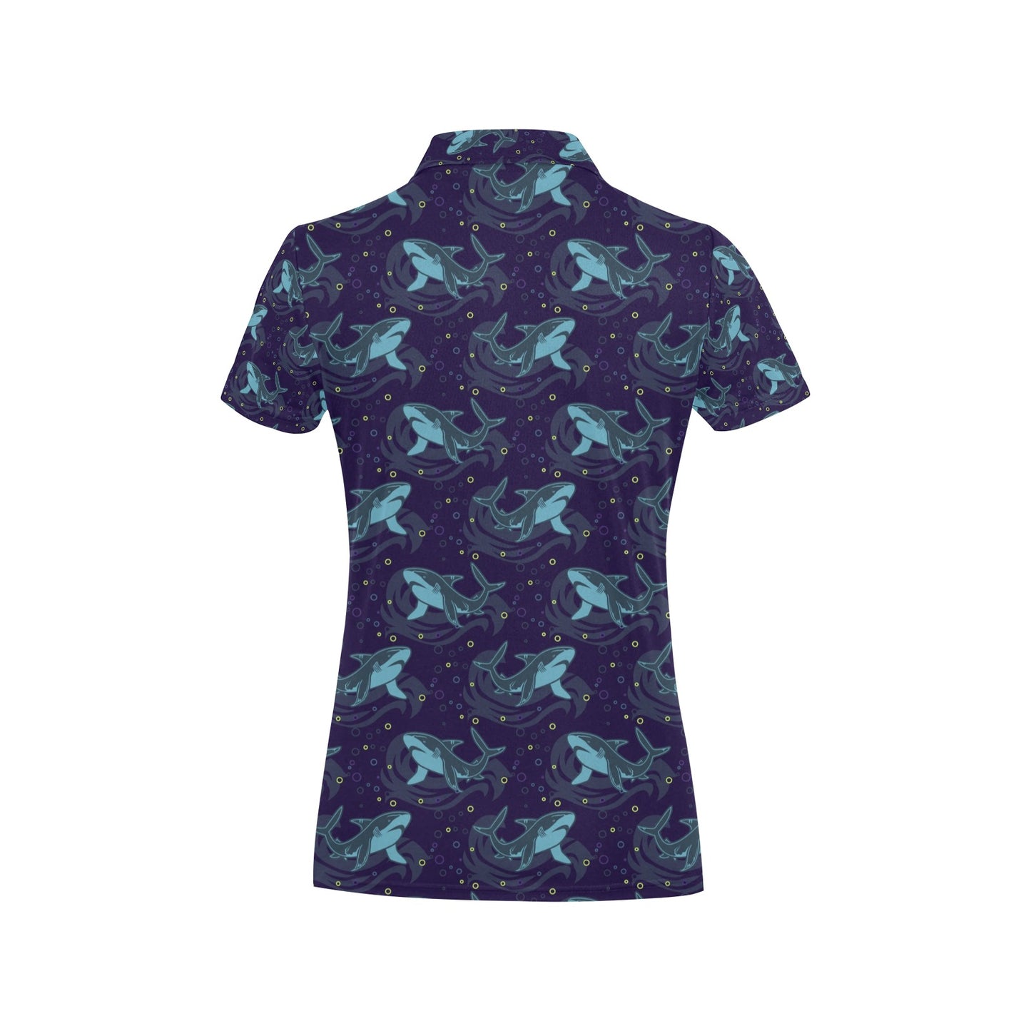 Shark Themed Print Women's Polo Shirt